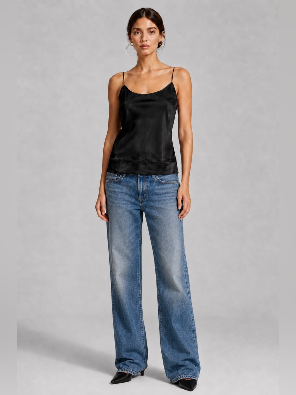 Elie Tahari NWT Black Stretch Silk Camisole Tank Top size Large